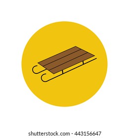 Sleigh illustration vector on the yellow background. Vector illustration