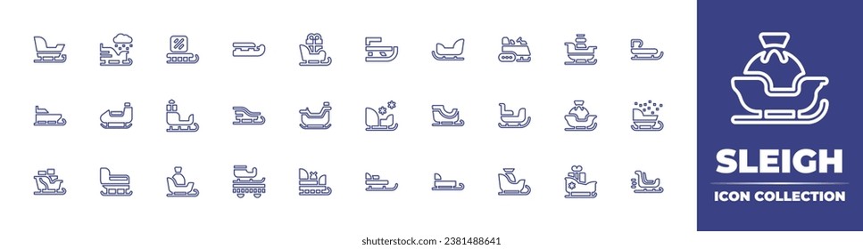 Sleigh line icon collection. Editable stroke. Vector illustration. Containing sled, sleigh, ice sleigh, sledge, christmas parade.