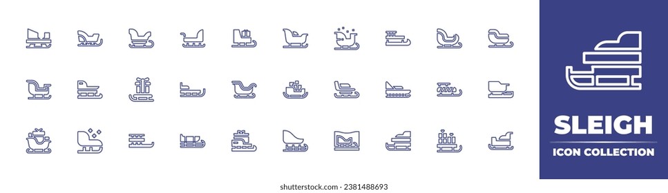 Sleigh line icon collection. Editable stroke. Vector illustration. Containing sleigh, sled, sledge.