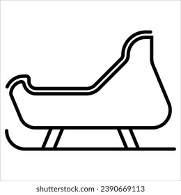 Sleigh, minimal Christmas icon. Vector illustration