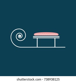 A sleigh with a pillow. Flat isolated object.
