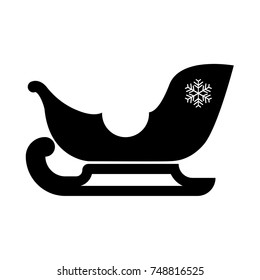 Sleigh santa claus black icon .