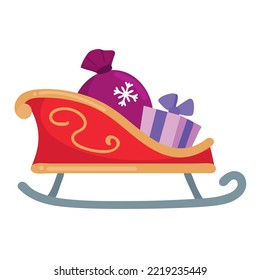 Sleigh of Santa Claus with gifts vector illustration