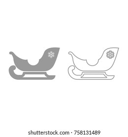 Sleigh santa claus grey icon .