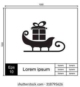 Sleigh of Santa Claus with present. Christmas symbol.