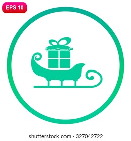 Sleigh of Santa Claus with present. Christmas symbol.