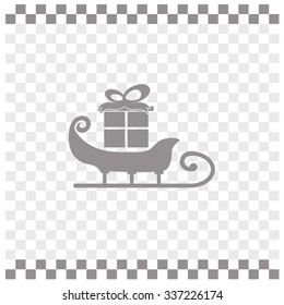 Sleigh of Santa Claus with present. Christmas symbol.