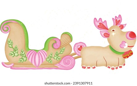 Sleigh sled and christmas reindeers
