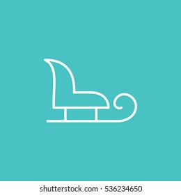 sleigh sledge sled line icon white on blue background