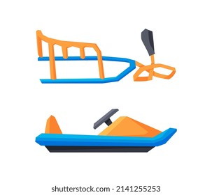 Sleigh or Sledge for Sliding Across Ice or Snow Vector Set