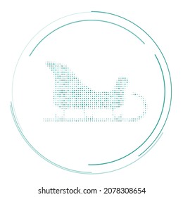 The sleigh symbol filled with teal dots. Pointillism style. Vector illustration on white background