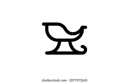 sleigh Vector black Christmas icon on white background