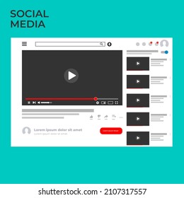 Sleman, Indonesia - January 17 2022: Template Interface Video Player. Social Media Concept. Mockup Video Channel. Youtube. Youtube Go. UI. UX. User Interface User Experience.