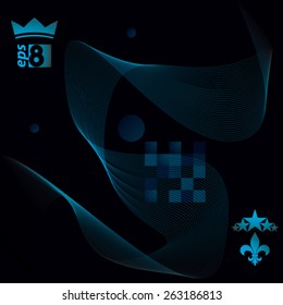 Slender 3d textile motif background, curved stripy flowing lines, relax aerial composition, eps8 illustration.