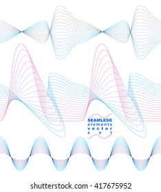 Slender 3d textile motif background, set of curved stripy flowing lines, relax aerial seamless composition. Sophisticated flexible design elements.