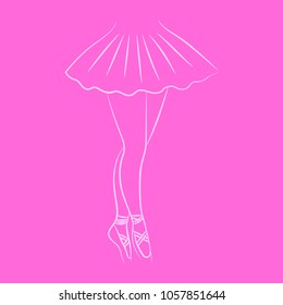 Slender ballerina feet on a pink background