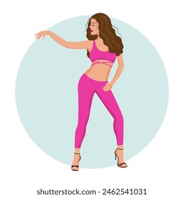 Slender beautiful girl dancing bachata.