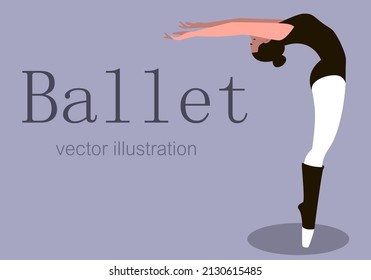 Slender girl in a beautiful dance pose. Ballet. Gymnastics. Healthy lifestyle. Vector flat illustration.