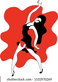 Slender girl expressively dancing Latin dance.