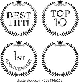 Slender laurel and crown ranking frame set