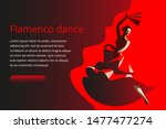 A slender woman with a fan dancing flamenco. Banner or invitation card template.