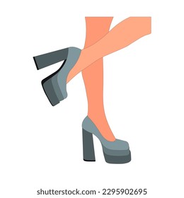 Slender, young female legs in a pose. Shoes stilettos, high heels. Walking, standing, running, jumping, dance. Women shoe model