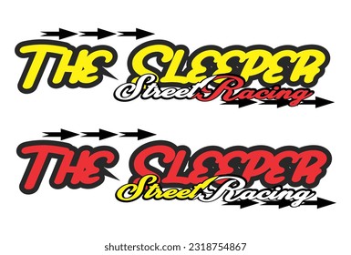 DER SLEPPER-Text Vektor bunt, Rennaufkleber Symbol Design.