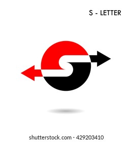 S-letter icon abstract logo design and Arrow symbol.Creative S-alphabet and Arrow symbol.Vector illustration