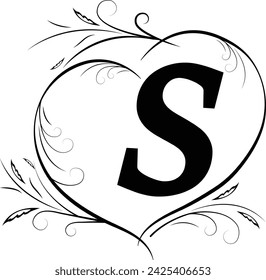 Diseño de la camiseta del vector del amor de la letra S