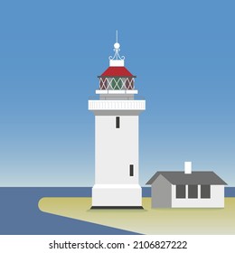Sletterhage lighthouse in Denmark.  Vector Illustration