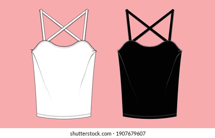 Sleveless Tshirt drawing. T-shirt cad with square neckline.