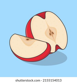 Recorte De La Ilustración Del Vector De Caricaturas De Apple. Contorno de icono plano de fruta de Apple fresco