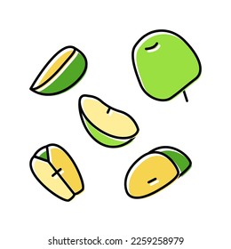 slice apple cut green color icon vector. slice apple cut green sign. isolated symbol illustration