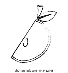 Slice of apple fruit in heart shape over white background. vector illustration
