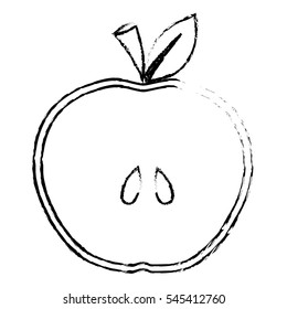 Slice of apple fruit in heart shape over white background. vector illustration