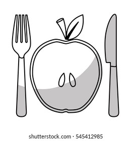 Slice of apple fruit in heart shape over white background. vector illustration