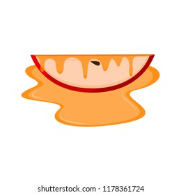 Slice of an apple with honey. Rosh hashanah concept