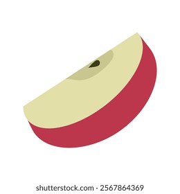 Slice of apple. Apple illustration. Red apple. Fresh fruit. Cutting fruit. Sweet fruit. Healthy food. 