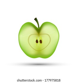 Slice of Apple isolated on white. Vector illustration