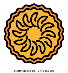 Slice apple pie icon. Outline slice apple pie vector icon color flat isolated