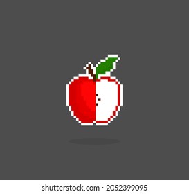 A slice of Apple pixels. Vector illustration of 8 bit game assets.
