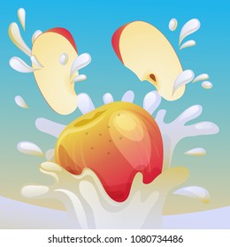 slice apple splash vector
