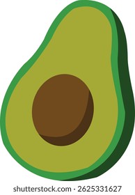 Slice avocado with a brown seed.