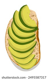 Rebanada de aguacate alineada con pan tostado