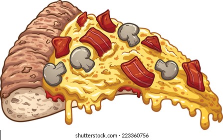 Slice of bacon pizza. Vector clip art illustration with simple gradients. All in a single layer. 