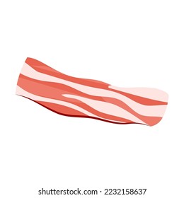 Slice of bacon product for cooking scrambled eggs and a healthy delicious breakfast. Vector isolated on white background