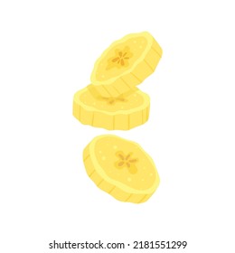 slice banana cartoon vector. cut piece, fruit food, fresh ripe yellow sweet slice banana. isolated color illustration