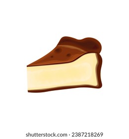 Slice of a Basque Burnt Cheesecake Illustration Logo