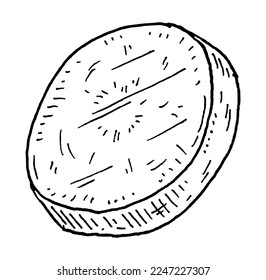 Rebanar batatas. Ilustración vectorial de grabado vintage en negro. Aislado sobre fondo blanco.