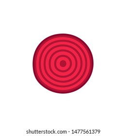 Slice of beetroot icon in flat style. Vector illustration isolated on white background